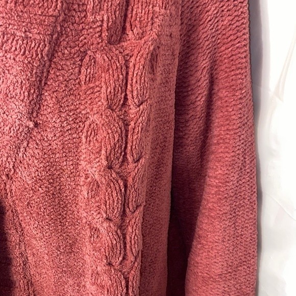 J Jill Sweater Cardigan Chenille Pink chunky loose cable knit size L - Picture 11 of 14